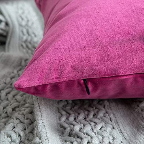 Image of Decorative Holland Velvet Cushion Square Pillow Covers Pillowcases for Sofa Bedroom with Invisible Zipper || (Baby Pink, Set of 5 Piece (16X16 Inches)