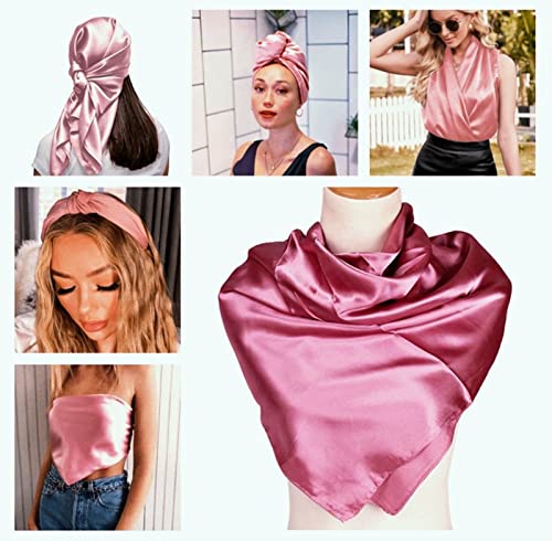 4/12/20 Pieces 35" Satin Head Scarf Large Square Scarf Silk Feeling Fashion Hair Wrapping Scarves for Women Girls3