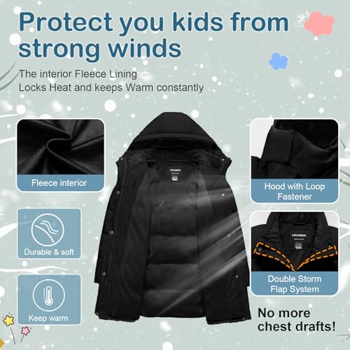 Girl's Winter Coat Kids Long Puffer Jacket Waterproof Ski Outerwear Warm Puffy Dress Coat with Hood3