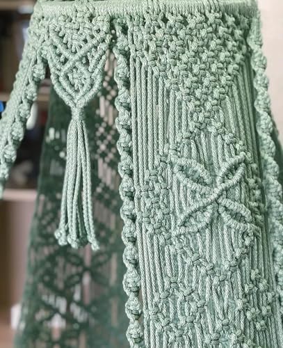 Image of KAAHIRA Bohemian Macrame Hanging Swing Chair- Aesthetic Cotton Rope Hammock for Indoor & Outdoor - Patio, Balcony, Bedroom, Living Room, Garden-Kids, Adults & Pets - Boho Decor (Olive Green)