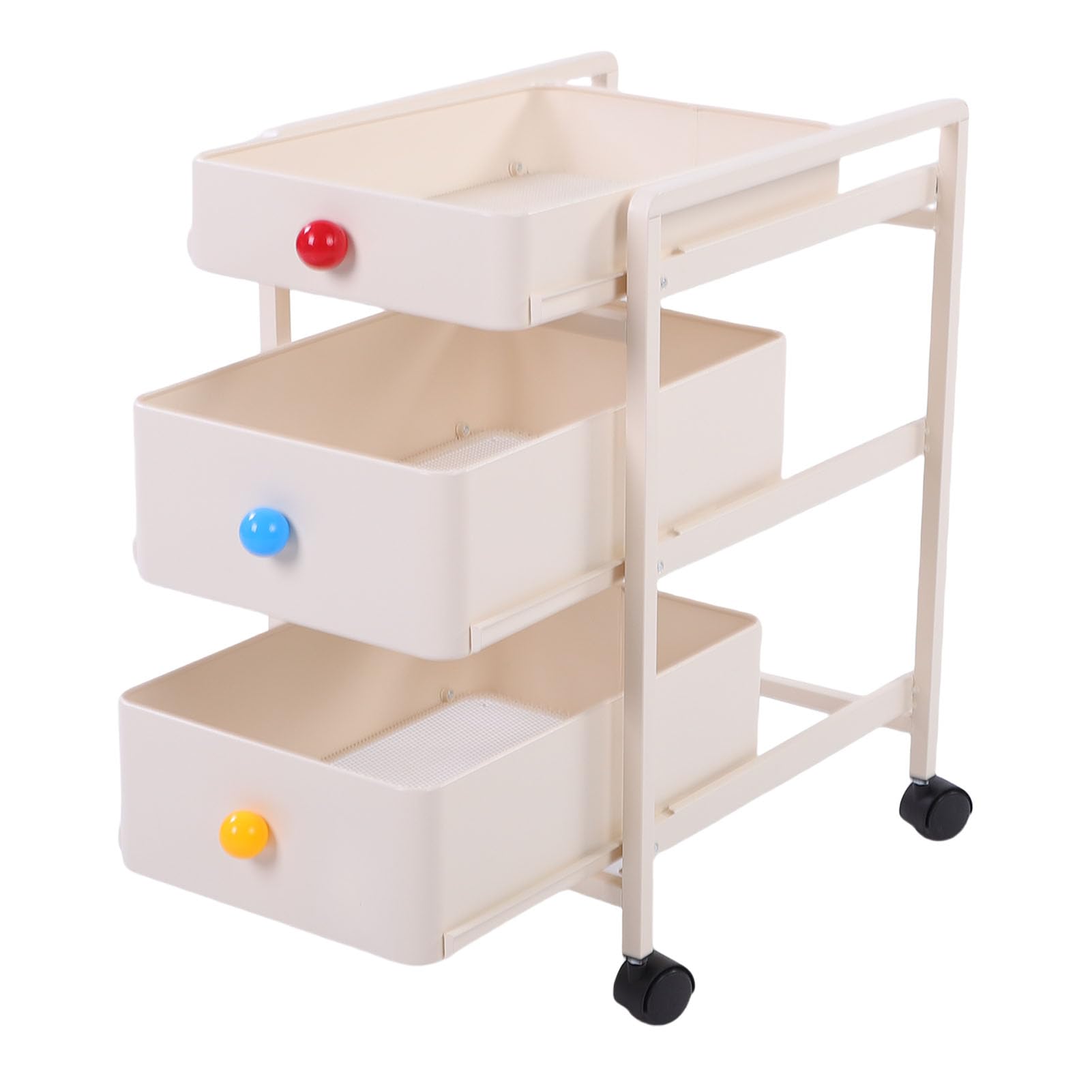 Omabeta Carrello Portaoggetti con Ruote in Metallo a 3 Ripiani Bianco