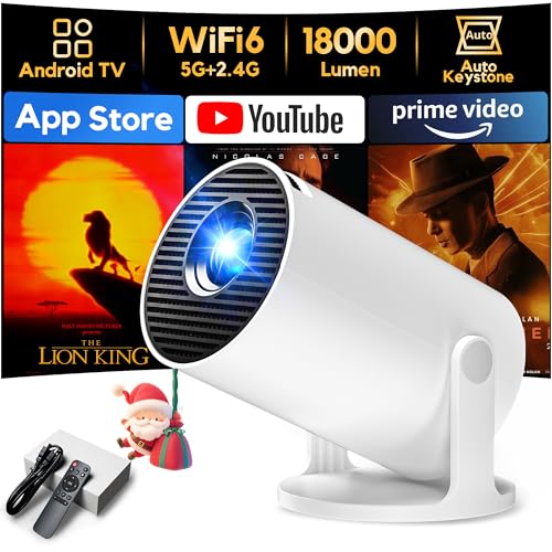 [App intégrée] Videoprojecteur 2025 Rétroprojecteur Portable Mini Projecteur, AKIYO O2 Projecteur Video Supporte 4K 1080P Auto Keystone 180° Rotation, Compatibile avec HDMI/TV Stick/USB/PS5