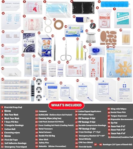 400 Piece Large First Aid Kit Premium Emergency Kits for Home, Office, Car, Outdoor, Hiking, Travel, Camping, Survival Medical First Aid Bag, Red - Image 4