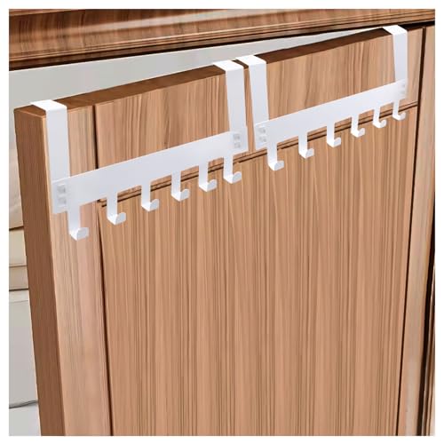 Rongrongago 2 Piezas Perchero Puerta Dormitorio con 6 Ganchos, Perchas Puertas Colgar Ahorro de Espacio, Door Hanger para Baño Sala de Cocina se Puede ColgarSin Perforar（Blanco）