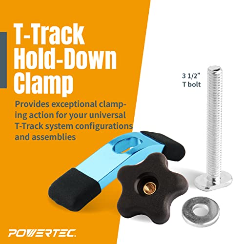POWERTEC 71389P2 TTrack Mini HoldDown Clamp, 35/8" L x 3/4" Width