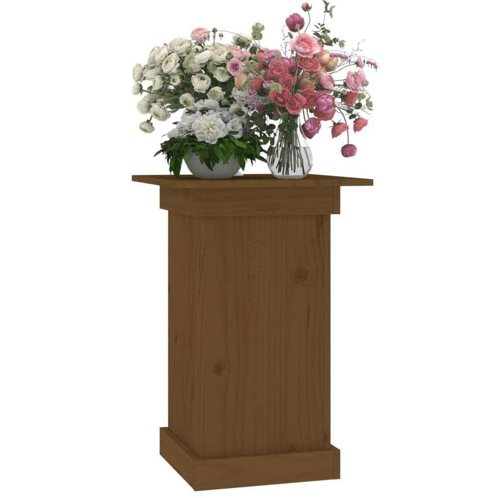 Soporte para flores marrón miel de madera de pino maciza, 40 x 40 x 60 cm, elegante soporte para plantas para flores y decoraciones, ideal para pasillo, terraza, balcón y jardín
