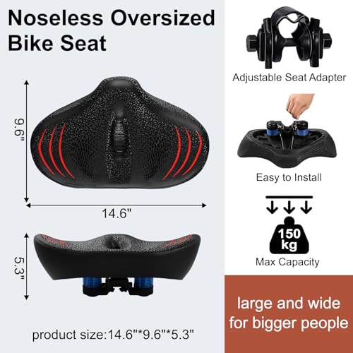 Upgrade Noseless Oversize Bike Seat