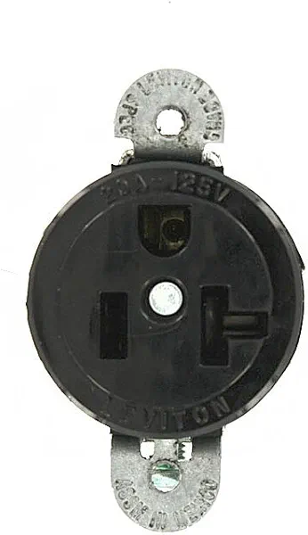 Leviton 20 Amp, 125 Volt, Short Strap Single Receptacle, Straight Blade, Commercial Grade, Grounding, 5558-SS, Black