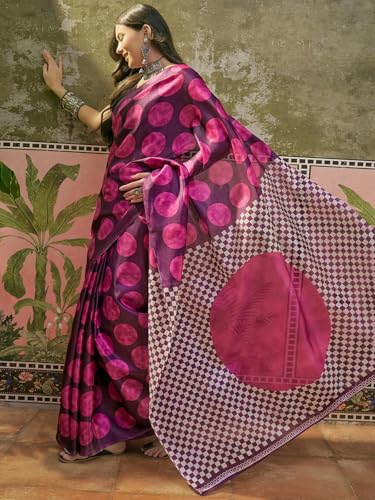 Image of SIRIL Women's Cotton Printed Saree With Unstitched Blouse Piece