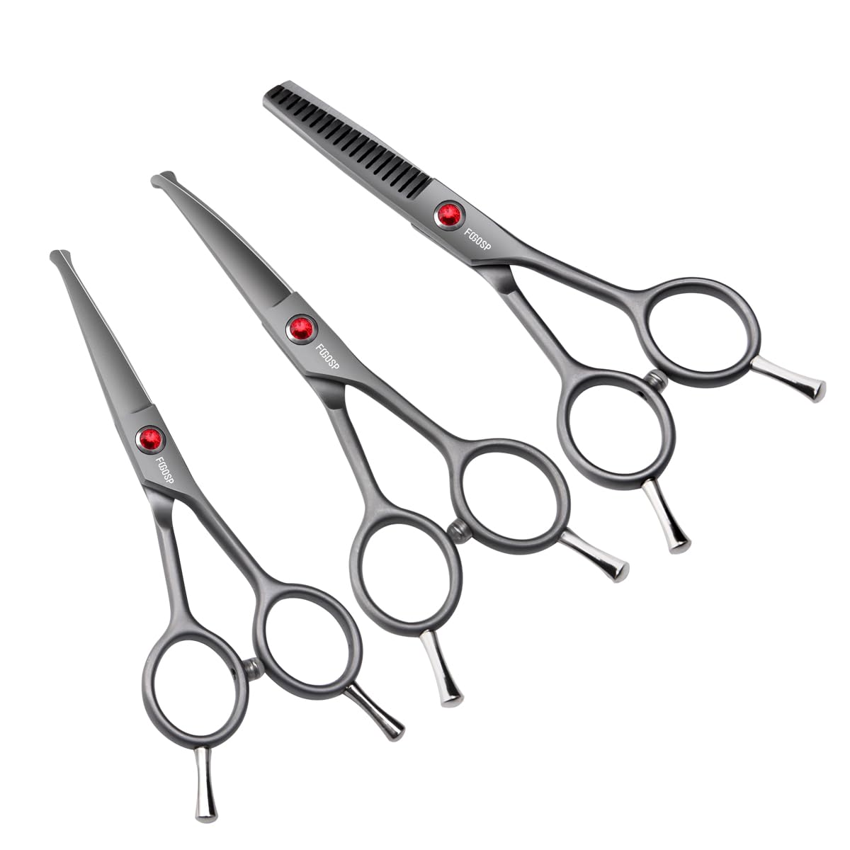 4.5" Dog Grooming Scissors - 3 Pcs Curved & Straight Thinning Shears for Small Dogs & Cats - Japan 440C Stainless Steel