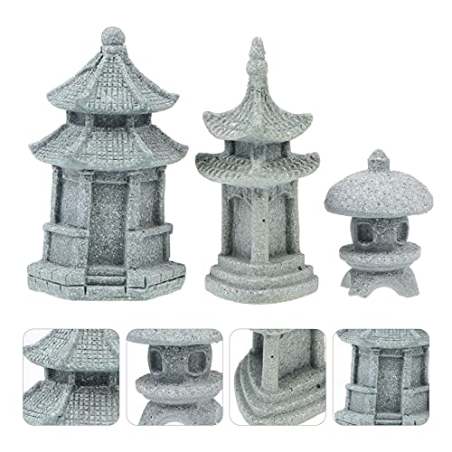 Happyyami 3Pcs Mini Pagoda Statue Japanese Style Pagoda Lantern Mini Fairy Decor For Garden Patio Micro Landscape Yard Bonsai Decoration #TOP6