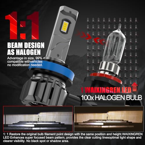 WAIXINGREN H11 Led Headlight Bulb, 60W 26000LM 6500K Cool White for H8 H9 Headlight Bulbs, Halogen Replacement Bulb, Easy Installation, Pack of 2 (H11/H8/H9) - Image 3