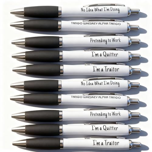 Alinw 10 Pack Funny Pens, Funny Rude Work Pens for Work Colleagues Adults, Humour Mens Novelty Gift Set for Adults Women Men Colleague, Office Colleague Birthday, Leaving Stationery Gifts