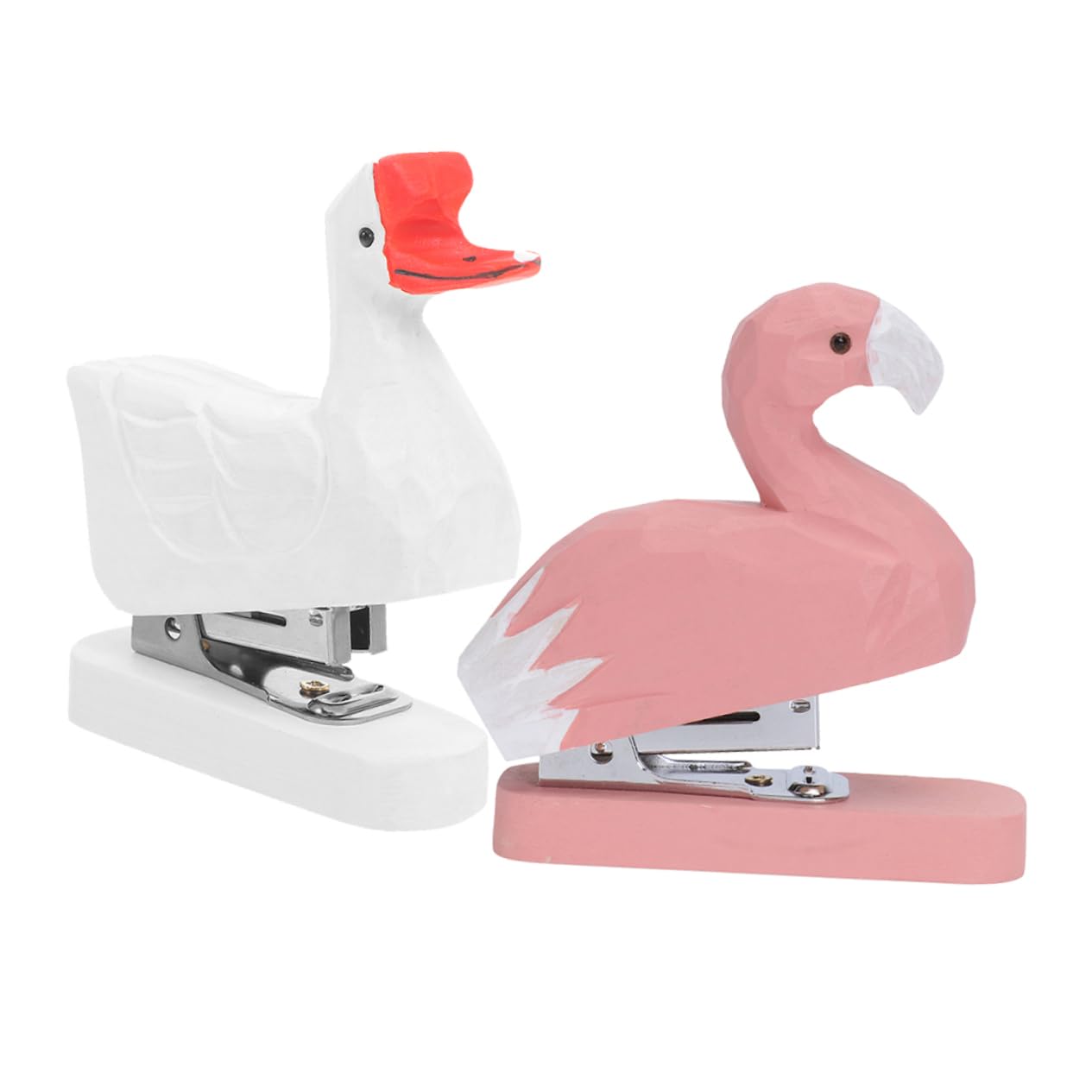 8pièces Agrafeuse Animal De Flamant Oie Blanche Fournitures De Bureau Créatives Pour École Et Bureau Originales