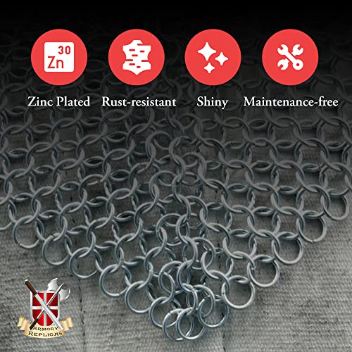 Armory Replicas Medieval Chainmail Coif Armor, Stainless Steel, 18.75 Inches Silver #TOP4