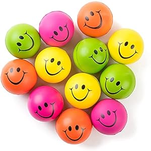 Be Happy! Neon Colored Smile Funny Face Stress Ball – Happy Smile Face Squishies Toys Stress Foam Balls for Soft Play…