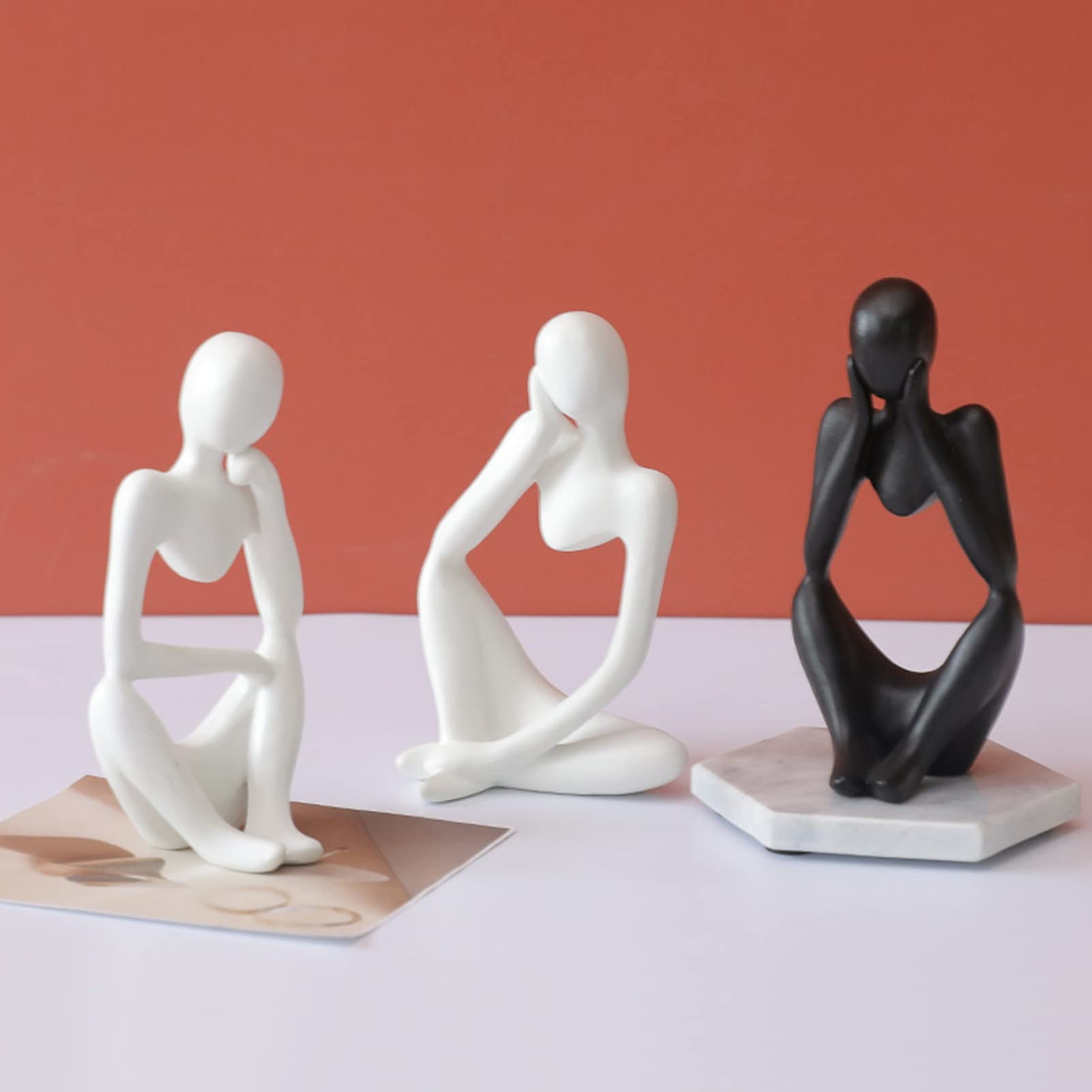 Amazon.co.jp: 3ピース 考える人の像 抽象彫刻 モダン 考える人 人体