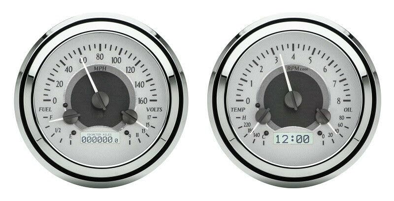Dakota Digital 47484950515253Chevy GMC Truck Analog Gauge Dash aleación de plata blanco vhx-47C-pu-s-w
