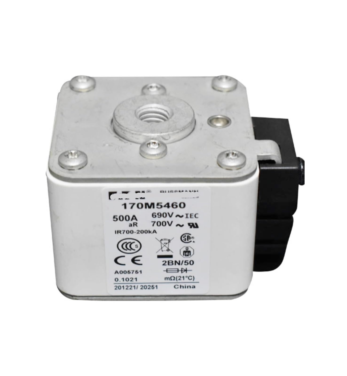 Fusible rapide 170M5460 DC avec technologie de coupure nette basse tension