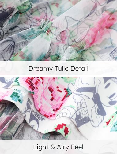 Disney Mickey and Friends Minnie Mouse Toddler Girl Dress Sleeveless Floral Print Tiered Tulle Sundress Summer Clothes 2-6Y4