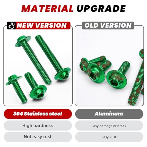 Image of Green Motorcycle Fairing Bolt Kit 177Pcs, M5 M6 Stainless Steel | Storage Box, Chrome Finished, Windscreen Screws Fastener Clips Universal Fit for Suzuki Kawasaki Honda Yamaha BMW Ducati GSXR