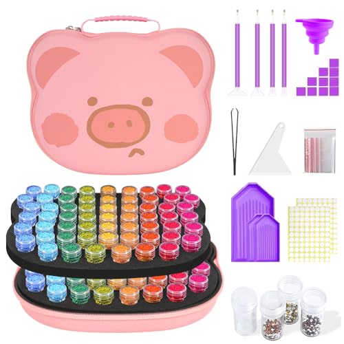 Image of ZORETCO Diamond Painting Storage Box, 120 Slots Bead Storage Containers with Tools Kit for Diamond Art Accessories Beads Organizer Craft Jewelry