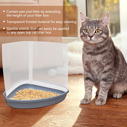 Fuqun 3Pcs/Set Cat Litter Box Transparent Plastic Pee Shields, Wall Extender, Plastic Sides Piece, Frosted Cat Litter Pan Pee Shields For Open Top Litter Pan-Litter Box, Sides For Cat Litter Box #TOP6