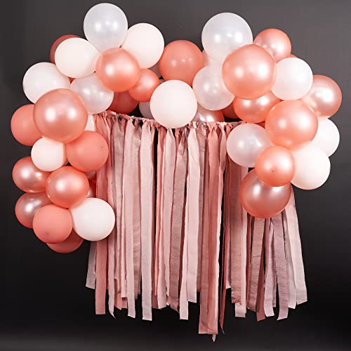 Image of PartyWoo Rose Gold Crepe Paper Streamers 6pcs 492ft Pack of Metallic Rose Gold Baby Pink Crepe Paper Streamers for Birthday Bridal Shower Engagement New Year Eve Graduation Party Decorations