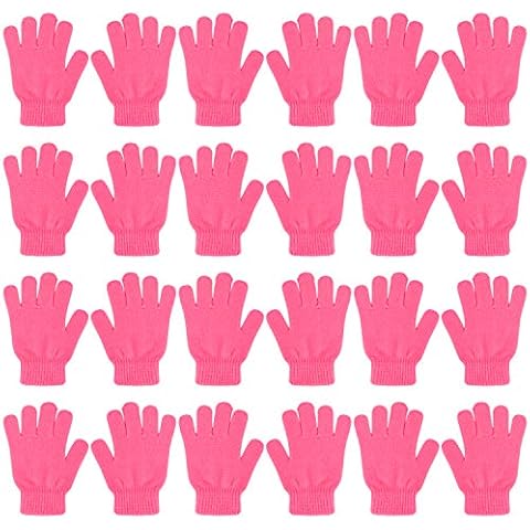 QKURT 12 Paare von Kinderhandschuhe, Magische Stretch Handschuhe Voller Finger Kinder Handschuhe für 5~13 Jahre alte Kinder Mädchen Jungen Cover