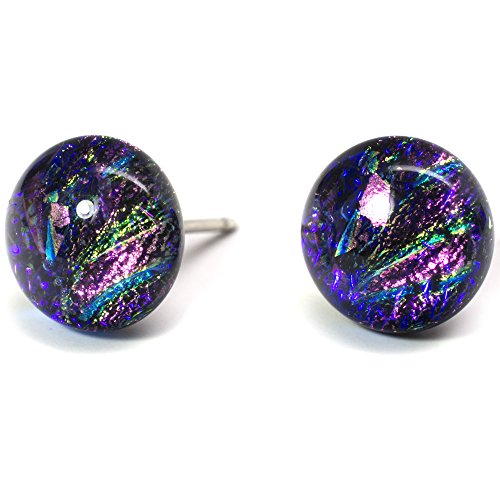 Supernova Earrings - USA-Made Nickel Free Dichroic Glass Earrings (RP02 - Lilac)3