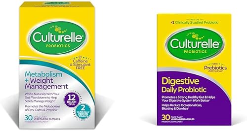 Culturelle Cápsulas probióticas para el metabolismo saludable + control de peso (mayores de 18 años), 30 cápsulas probióticas diarias para hombres y