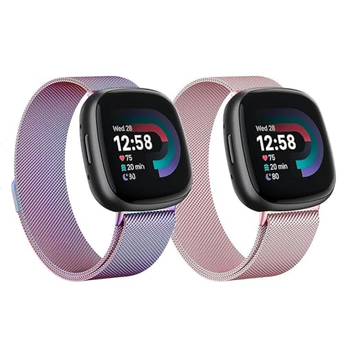 Correa de malla suave para Fitbit Sense 2 de acero inoxidable con cierre ajustable antideslizante