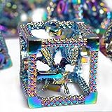 RULE DICE 7pcs Captive Magic Dragon Metal D& D Dice Set, Unique Design, Fantastical Hollow Polyhedra
