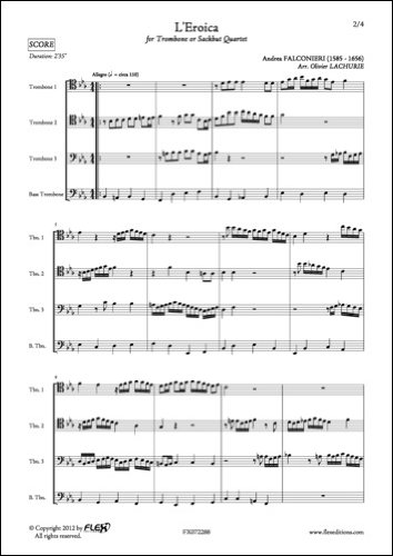 PARTITION CLASSIQUE - L'Eroica - A. FALCONIERI - Quatuor de Trombones