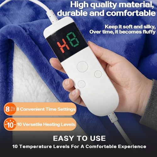 Image of Wearable Heated Blanket With Sleeves & Foot Pocket, Heated Throw Blankets Fast Heating Blanket With 10 Heat Settings Auto Shut Off Over-Heat Protection-Warm Gift, Machine Washable, 52 inch*72 inch+18 inch
