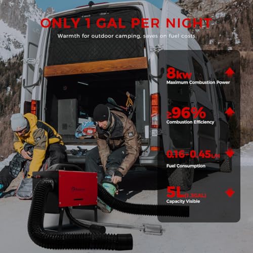 Sunster 8KW Portable Diesel Heater, DC12V 24V & AC 240V Diesel Air Heater with Bottom Bracket, APP Control, LCD Monitor, Auto Start-Stop for Car Trucks campervan RV Motor-Homes 2025 Upgraded - Image 4