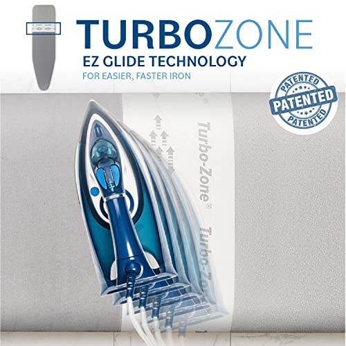 Bartnelli Ironing Board Cover And Pad, Made In Europe With New Patent Technology | 54X15 Iron Board Replacement Cover Featuring Park & Turbo Zone, Scorch Resistant 100% Cotton Thick Layered Top #TOP2