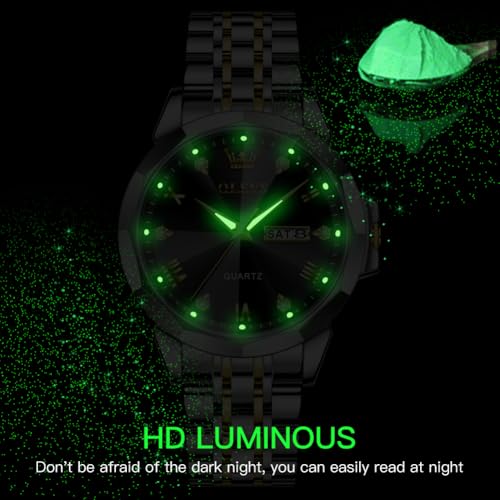 Image of OLEVS Watch for Men Diamond Casual Analog Roman Quartz Stainless Steel Waterproof Luminous Date Calendar Luxury Gifts Wrist Watch