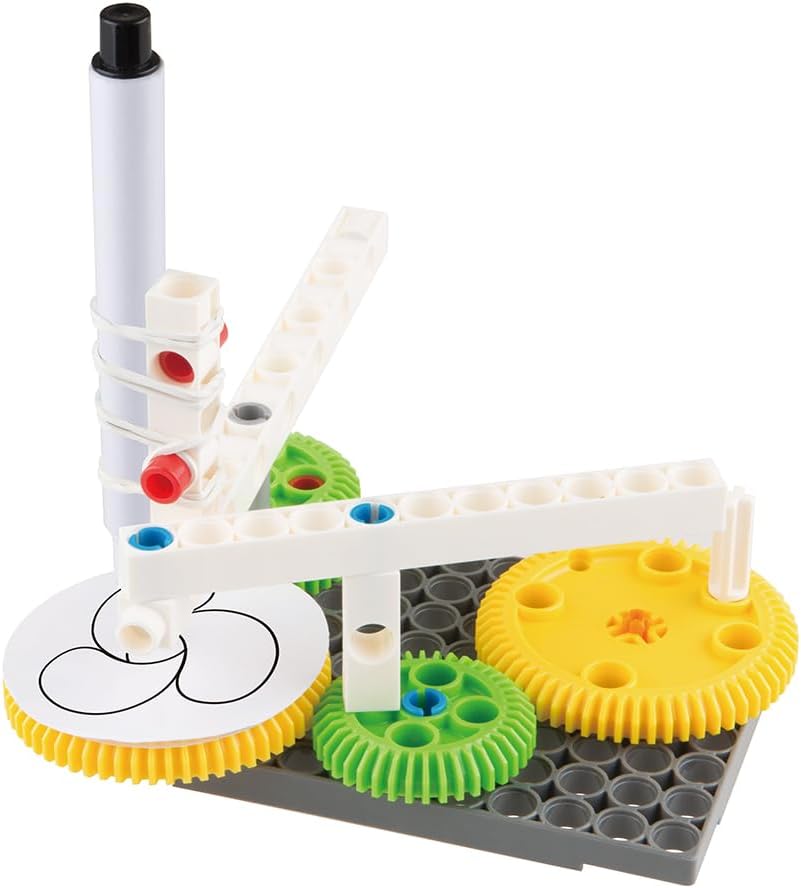 Assembled Gigo Gear Drawing Machine with pen drawing a pattern