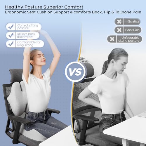 Image of SeatCushion for Tailbone & BackSupport for Chair -Sitting Cushion Back, Sciatica Back Support and Seat Cushion for Office & Home Chair (Pro Seat Cushion+Pro Back Support)