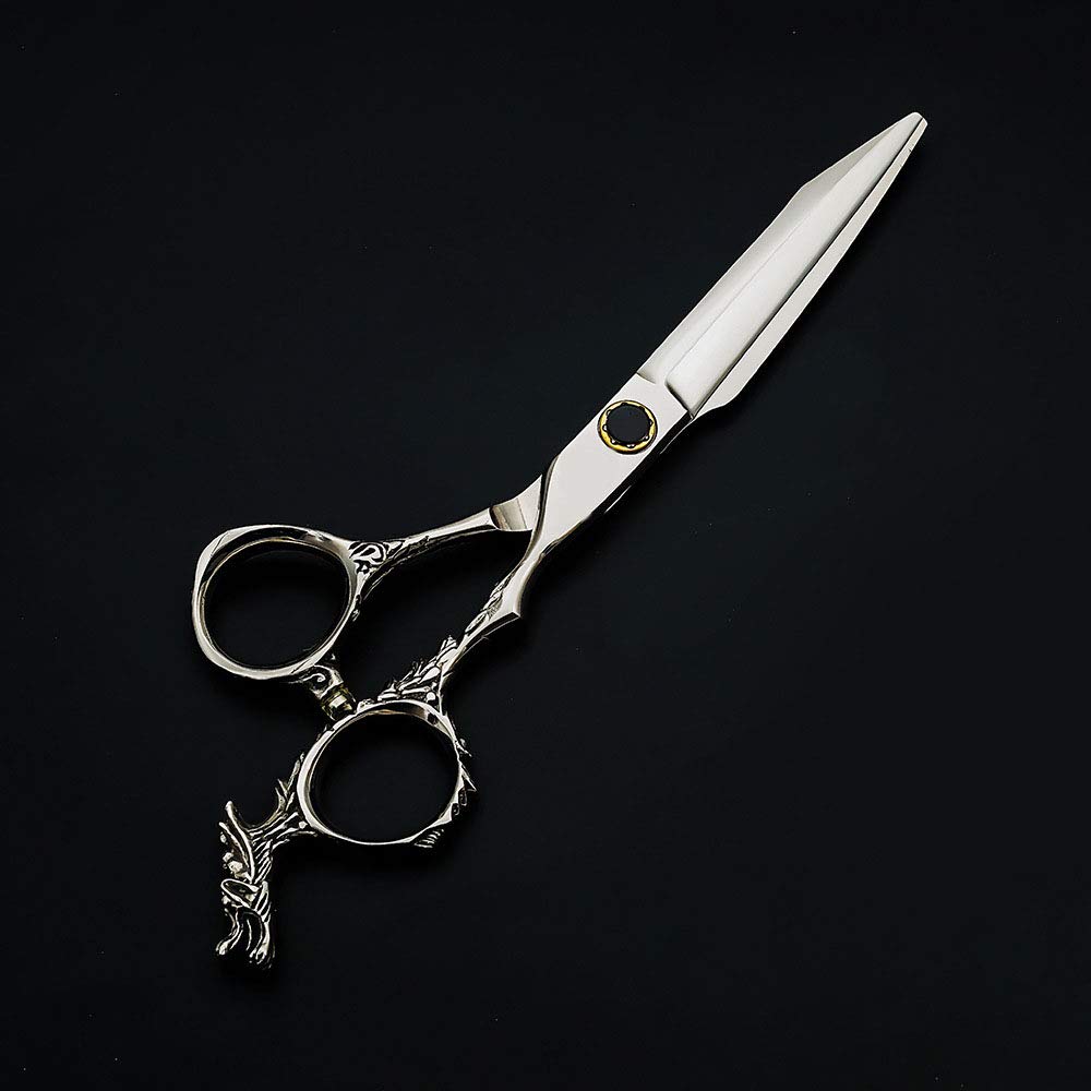 Forbici per capelli professionali giapponesi da 6 pollici per parrucchiere, barbiere, manico a forma di drago, utensile da taglio, in acciaio inossidabile, argento, 6 pollici (Silver 6 inch)