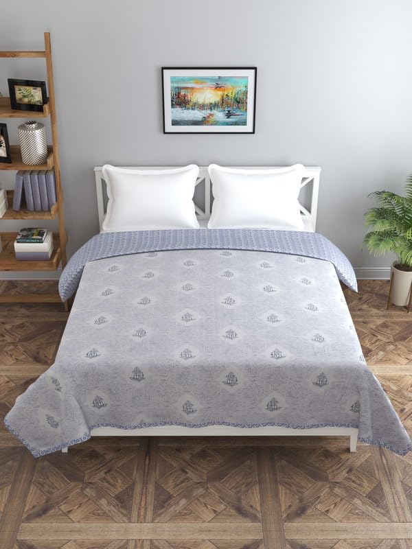 Image of Florida Diva Cotton Reversible Dohar Topsheet for Double Bed Made for All Season Blanket Throws with Floral Print