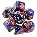 Yourandoll 7 pièces dés polyédriques D20 D12 D10 D8 D6 D4 16mm Jeu de dés en Acrylique pour Donjons et Dragons DND Dice RPG MTG Table Jeux Double Couleur (Nébuleuse Rouge Bleu)