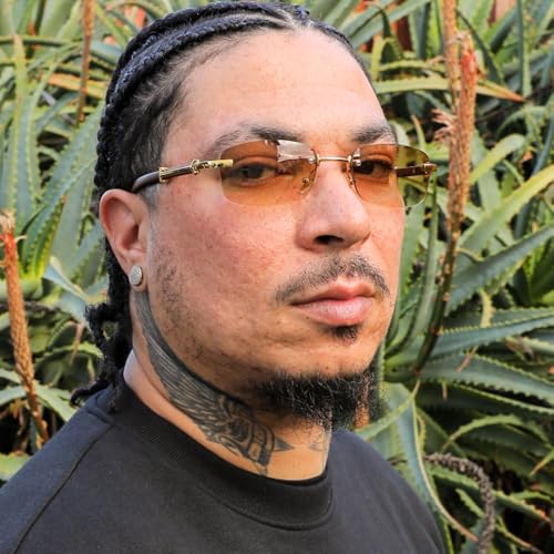 Brown Gradient Tint Vintage Woodgrain Rimless Men Women Gold Frame Rectangle Sun Glasses Vintage Woodgrain Square Shades 90s Retro Unisex Hip Hop Frameless Stylish Designer Wood Arm Sunglasses2