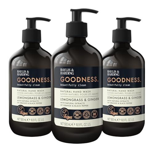 Baylis & Harding Goodness Lemongrass & Ginger Hand Wash 500 ml (Pack of 3) - Vegan Friendly