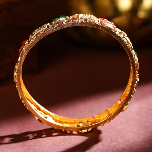 Image of Rubans Gold Plated Set of 2 Bangles Handcrafted Traditional Stylish Trendy Jewellery Gift for Women & Girls