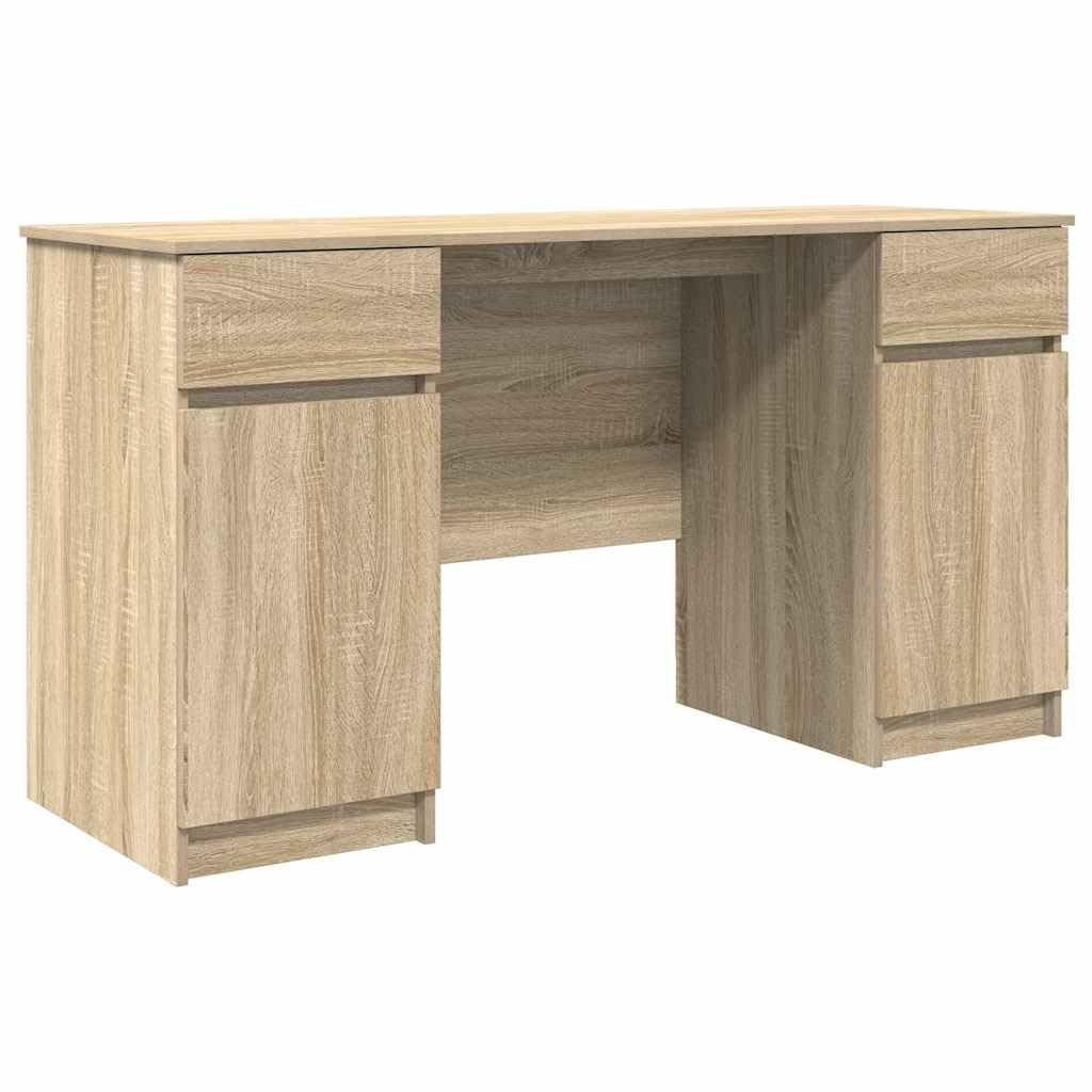 Scrivania in legno di quercia Sonoma 140 x 49 x 76 cm con ripiani e
