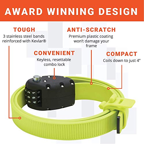 Ottolock Combination Bike Locks - 3 Colors & Sizes (Flash Green - 30 Inch, Otto Orange - 18 Inch, Stealth Black - 60 Inch) #TOP3