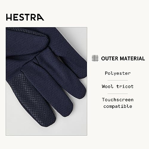 Guantes de lana Hestra Heavy Dry Wool Touch Point 5 Finger Navy de alta gama 3