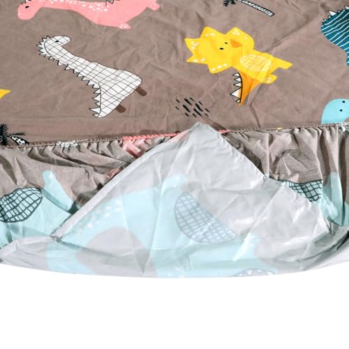 Image of RD TREND Waterproof Elastic Fitted Bedsheet, Queen Size 78x60x8 Inch, with 2 Waterproof Pillow Covers 18x28 Inch, Washable, Wrinkle Resistant Multi Dinosaur
